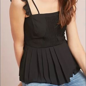 Anthropologie Central Park West Black Flirty Top Size XLarge